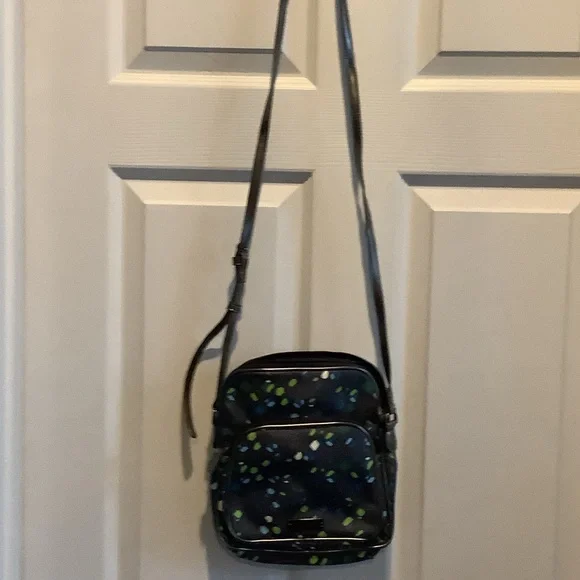 Vera Bradley Black Crossbody Bag with Blue and Green Dot Print - Picture 1 of 8